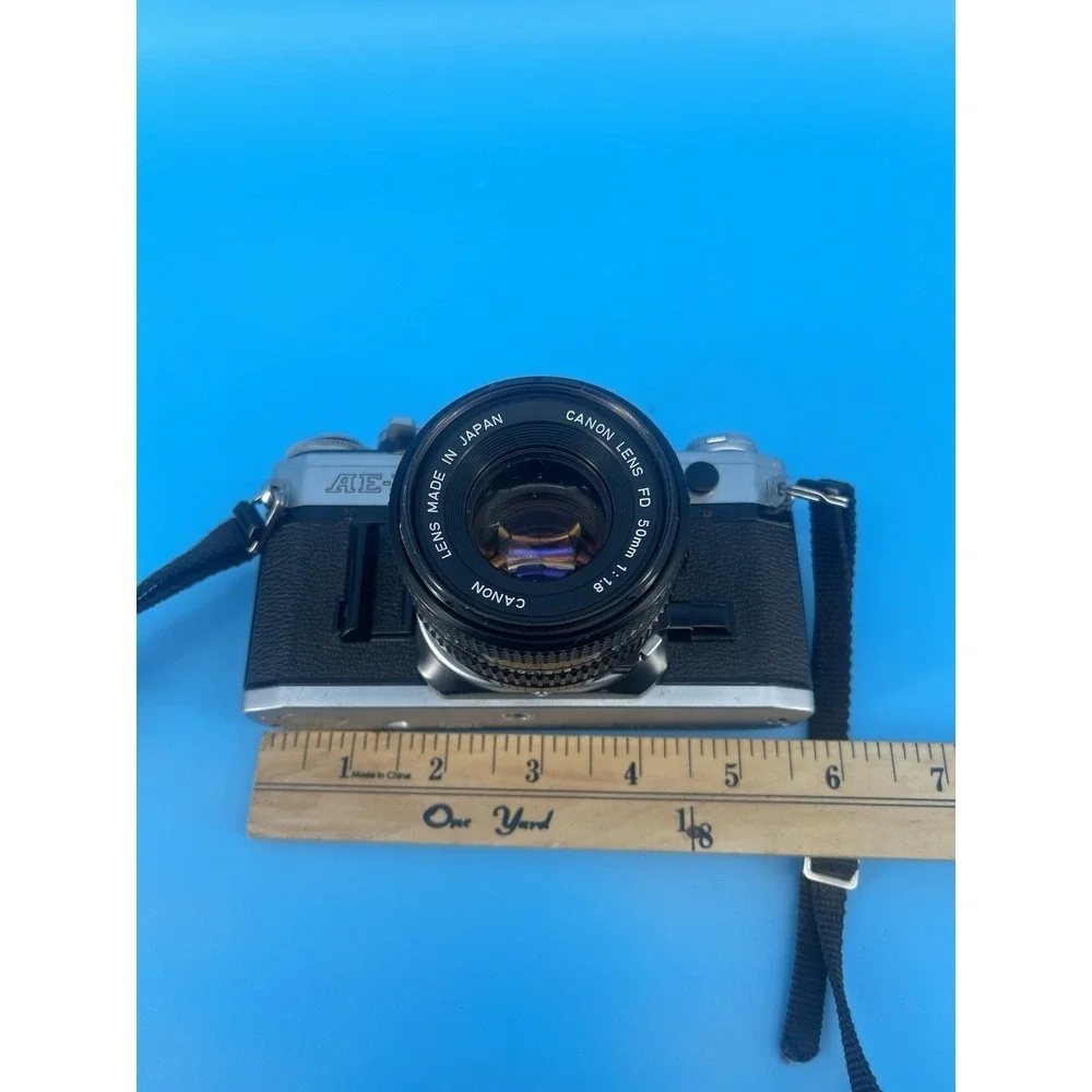 Canon AE-1 35mm SLR Film Camera w/ FD 50mm f/1.8 Lens & Case Untested